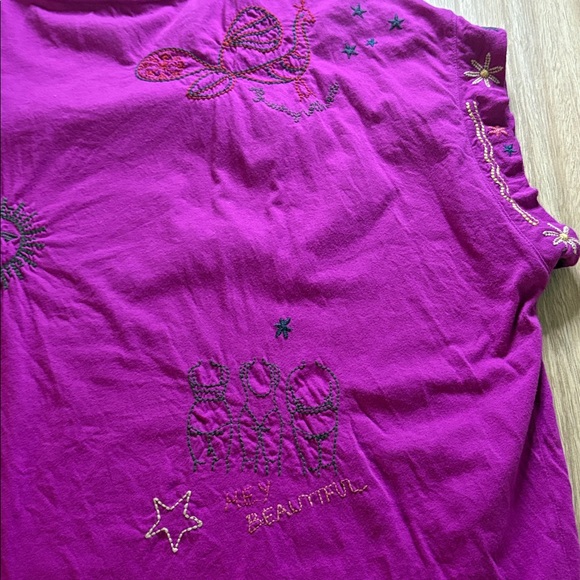 Johnny Was Kai Relaxed Short Sleeve Boxy Tee Shirt Magenta Size XL Women’s - Picture 10 of 13